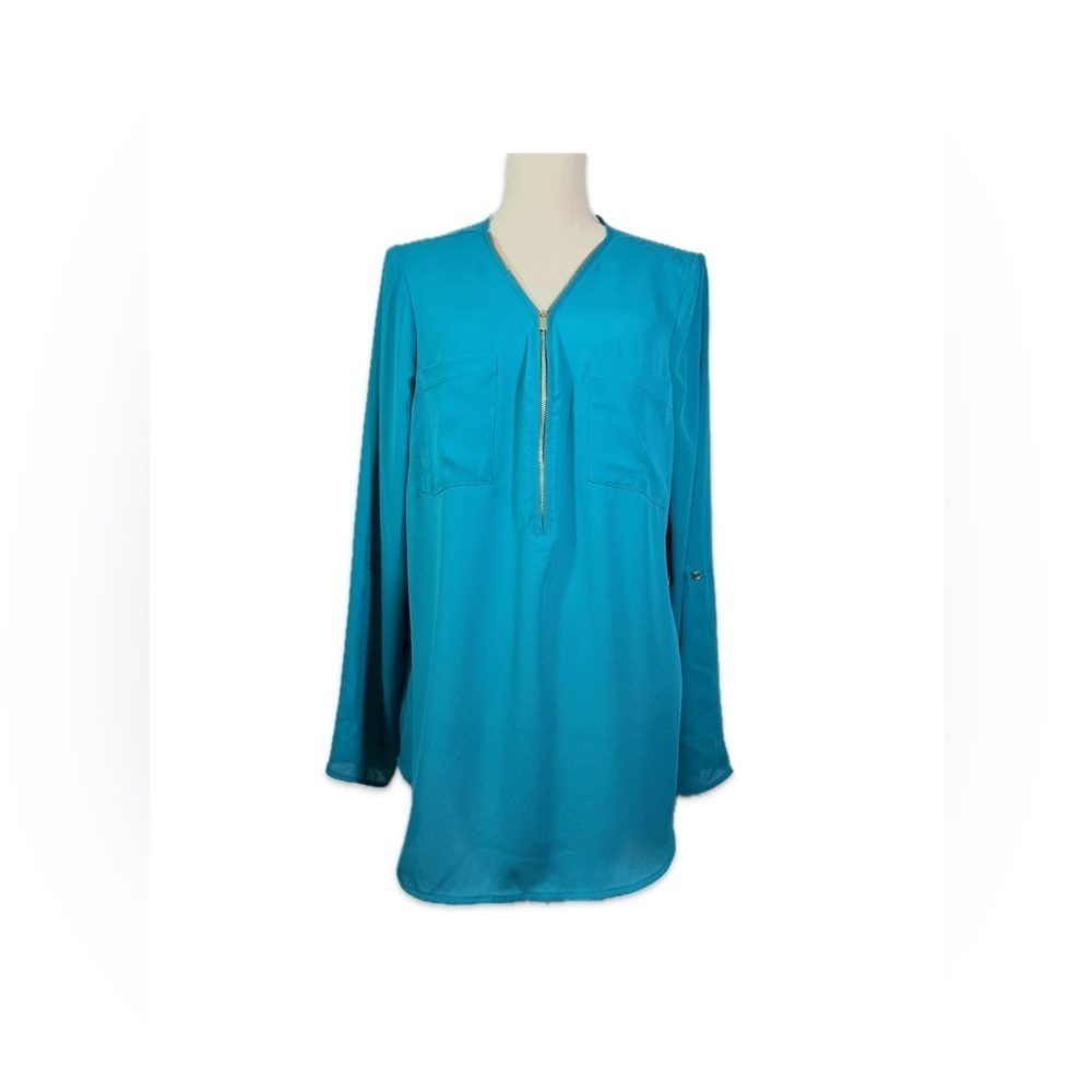Zac & Rachel NWT Turquoise Blouse Women’s Size XL Zipper Neckline